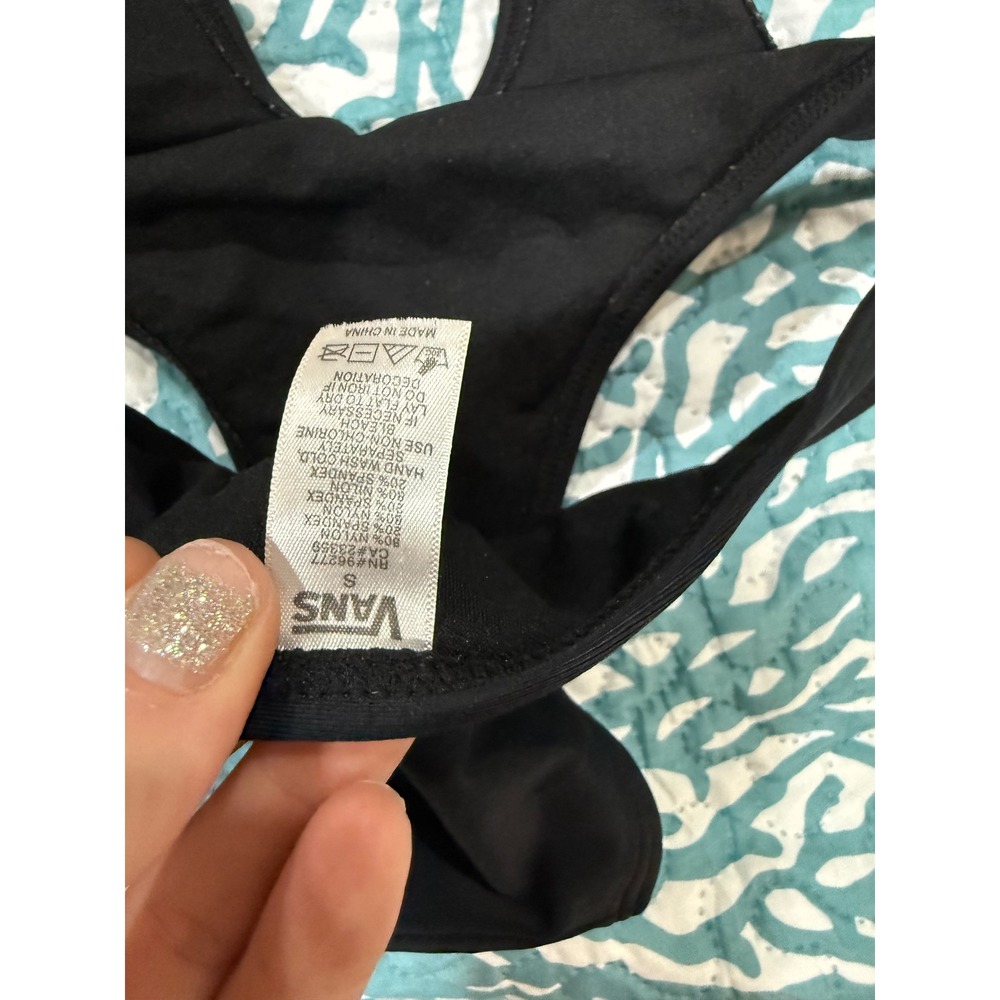 Vans Womens Black Cutout Monokini Halter Side Tie One Piece Swimsuit Small - Picture 3 of 5